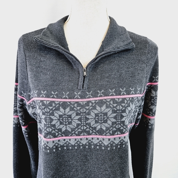 Meister Wool Blend Snowflake 1/4 Zip Pullover Sweater X-large - Picture 3 of 10